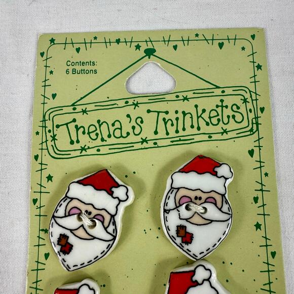 NEW Trena’s Trinkets Ceramic Santa Face Buttons Christmas Crafts - Picture 2 of 3